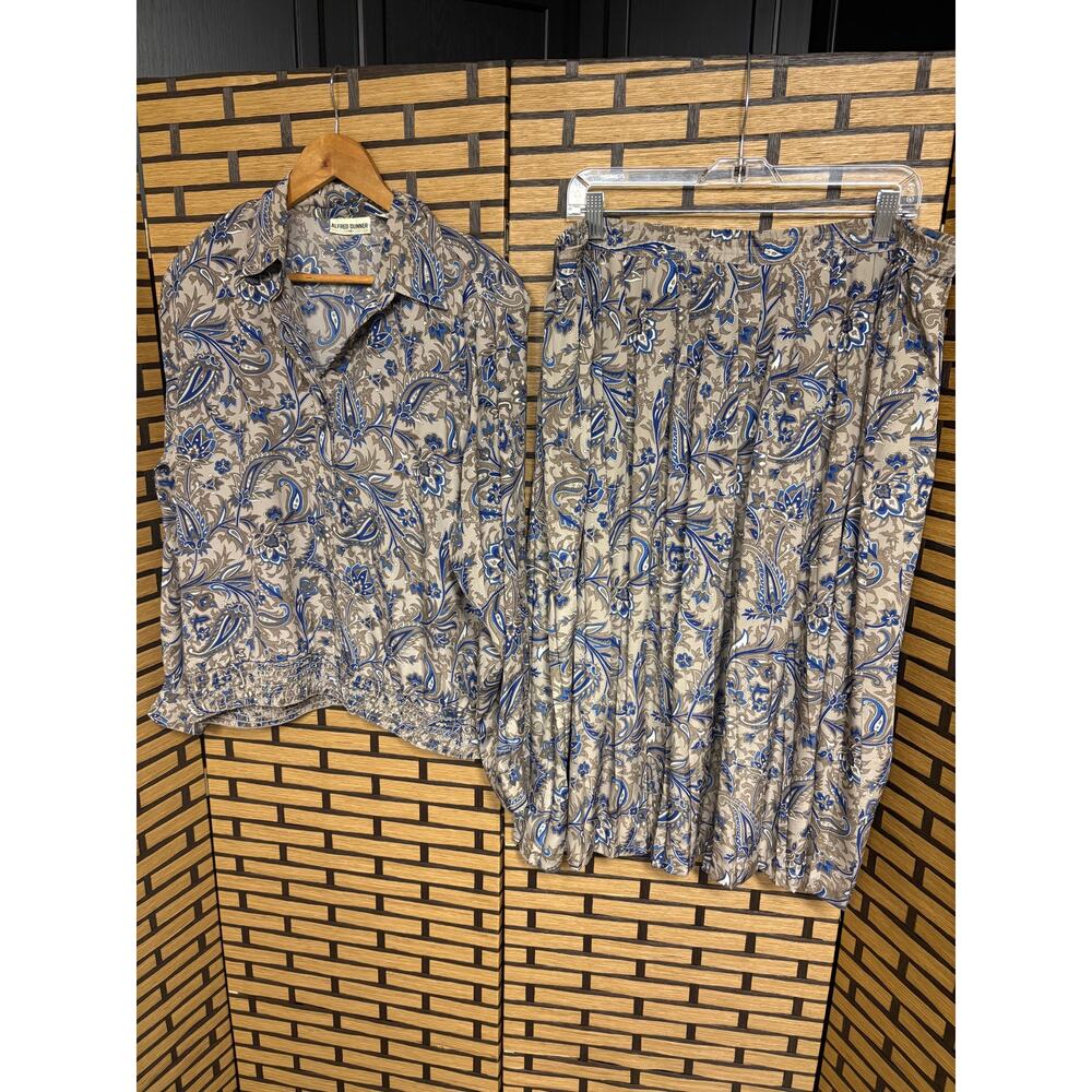 Alfred Dunner Brown And Blue Paisley Two Piece Skirt Size Size 14/16